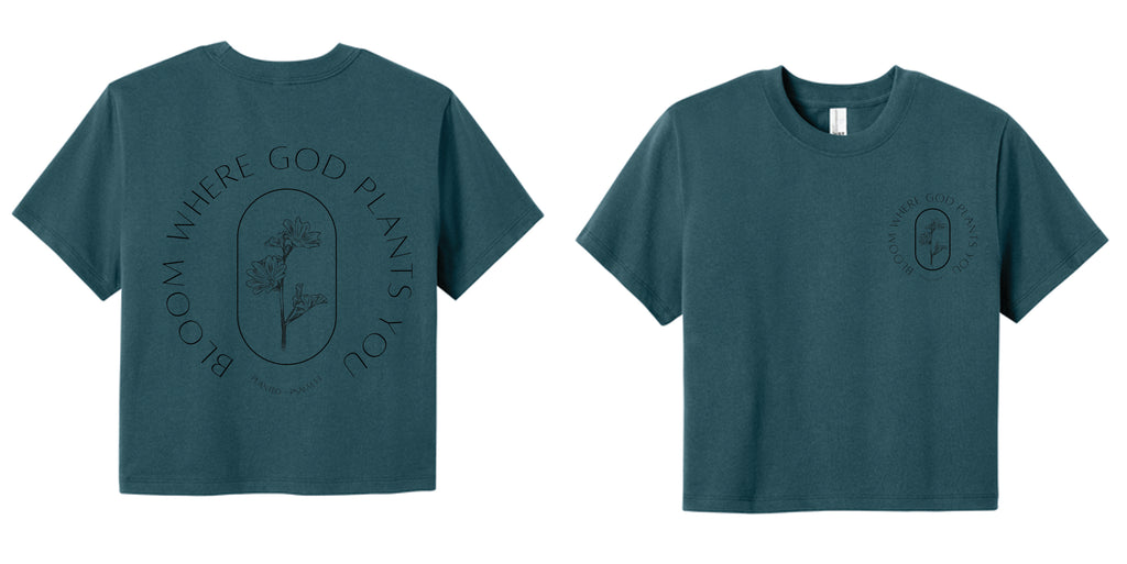 Bloom Where God Plants You Boxy Crop Tee