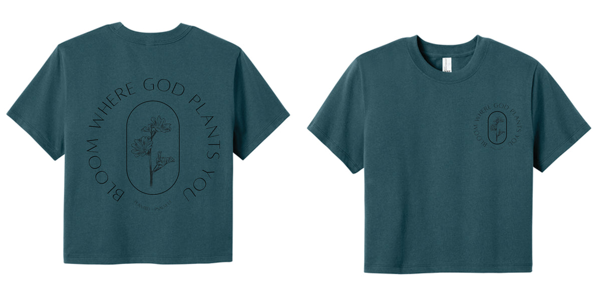 Bloom Where God Plants You Boxy Crop Tee