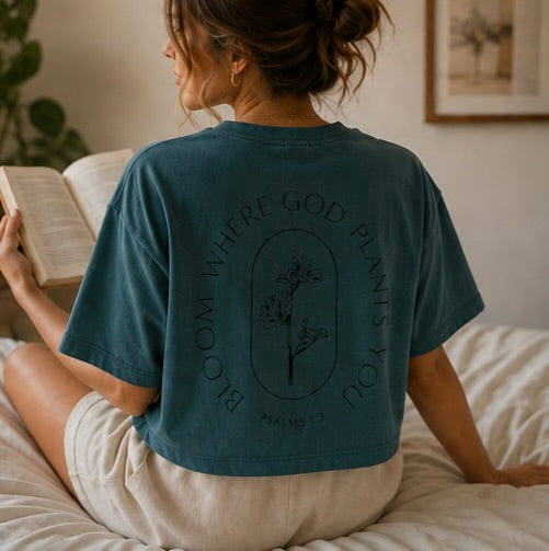 Bloom Where God Plants You Boxy Crop Tee